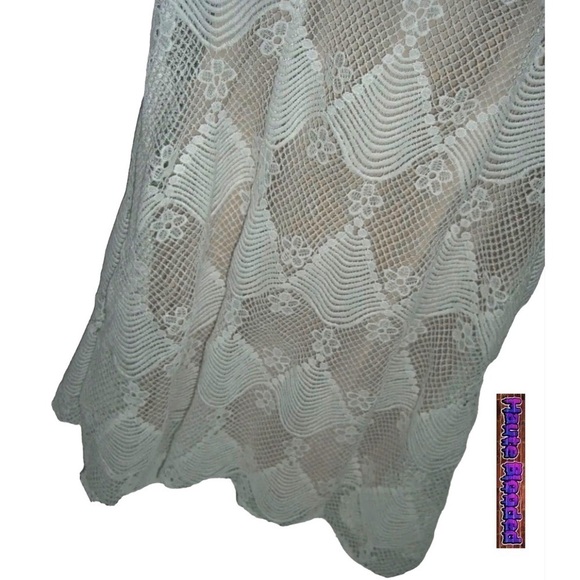 Aqua Dress 70's Boho Beach Destination Wedding Lace Crochet Bohemian Cottagecore - Picture 12 of 16